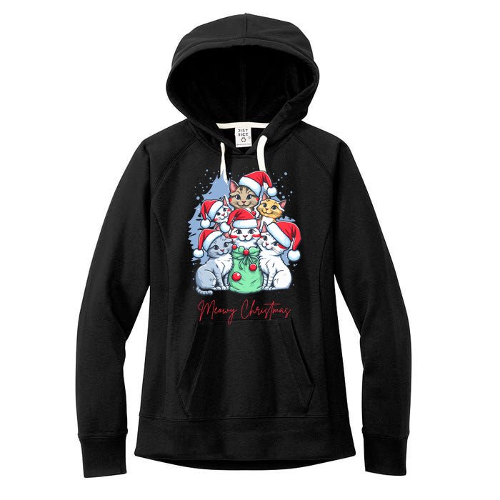 Meowy Christmas Cat Lover Holiday Women's Fleece Hoodie