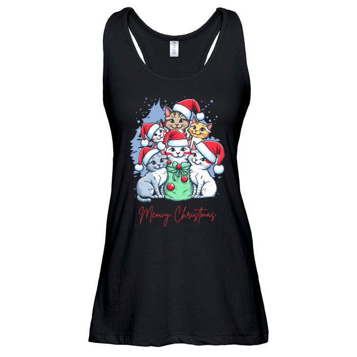 Meowy Christmas Cat Lover Holiday Ladies Essential Flowy Tank