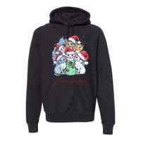 Meowy Christmas Cat Lover Holiday Premium Hoodie