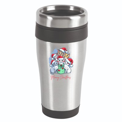 Meowy Christmas Cat Lover Holiday 16oz Travel Tumbler