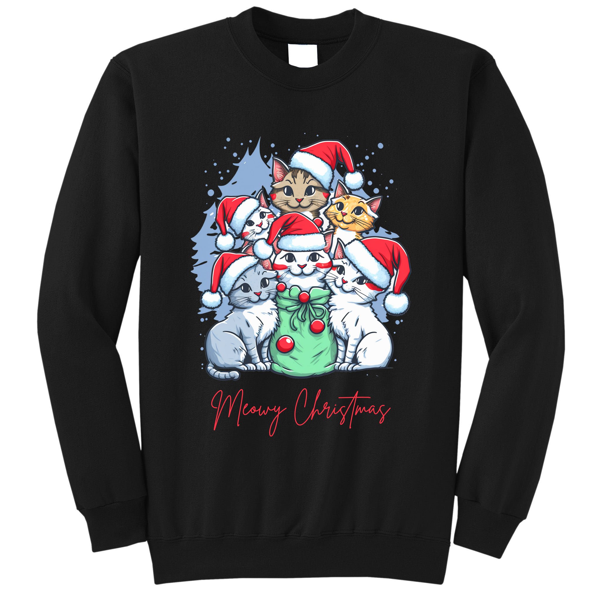 Meowy Christmas Cat Lover Holiday Tall Sweatshirt