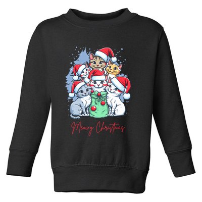 Meowy Christmas Cat Lover Holiday Toddler Sweatshirt