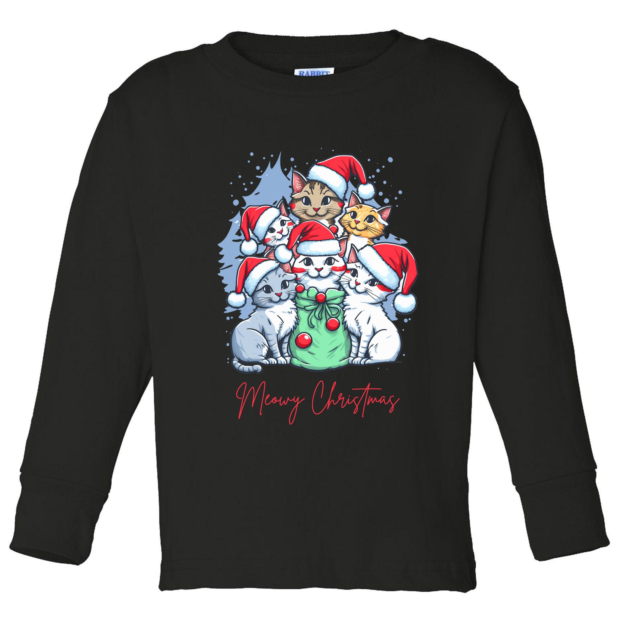Meowy Christmas Cat Lover Holiday Toddler Long Sleeve Shirt