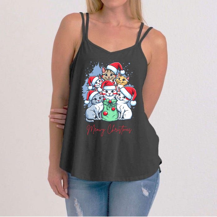 Meowy Christmas Cat Lover Holiday Women's Strappy Tank