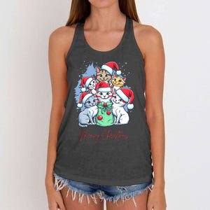 Meowy Christmas Cat Lover Holiday Women's Knotted Racerback Tank