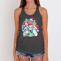 Meowy Christmas Cat Lover Holiday Women's Knotted Racerback Tank