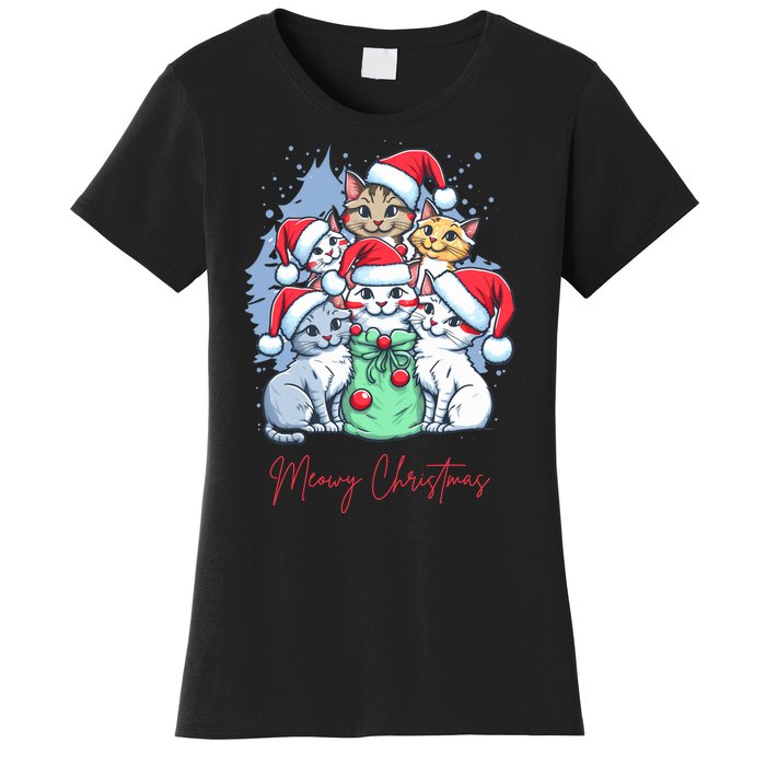 Meowy Christmas Cat Lover Holiday Women's T-Shirt