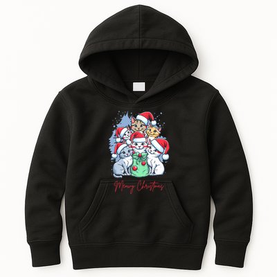 Meowy Christmas Cat Lover Holiday Kids Hoodie
