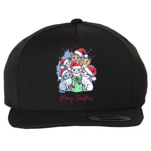 Meowy Christmas Cat Lover Holiday Wool Snapback Cap