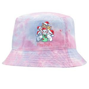 Meowy Christmas Cat Lover Holiday Tie-Dyed Bucket Hat