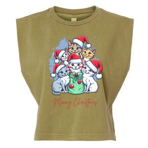 Meowy Christmas Cat Lover Holiday Garment-Dyed Women's Muscle Tee