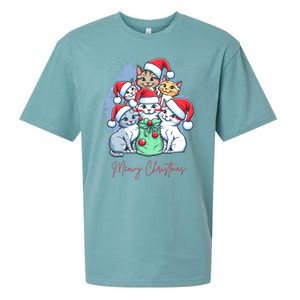 Meowy Christmas Cat Lover Holiday Sueded Cloud Jersey T-Shirt