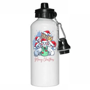 Meowy Christmas Cat Lover Holiday Aluminum Water Bottle