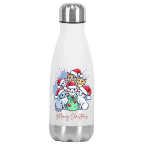 Meowy Christmas Cat Lover Holiday Stainless Steel Insulated Water Bottle