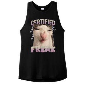 Meme Cat Certified Freak Eat Cement Cursed Cat Funny Ladies PosiCharge Tri-Blend Wicking Tank