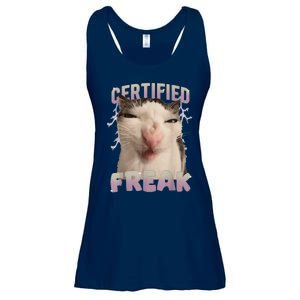 Meme Cat Certified Freak Eat Cement Cursed Cat Funny Ladies Essential Flowy Tank