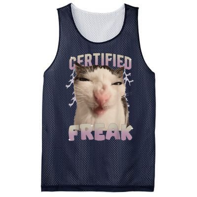 Meme Cat Certified Freak Eat Cement Cursed Cat Funny Mesh Reversible Basketball Jersey Tank