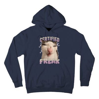 Meme Cat Certified Freak Eat Cement Cursed Cat Funny Tall Hoodie