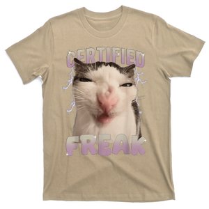 Meme Cat Certified Freak Eat Cement Cursed Cat Funny T-Shirt