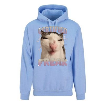 Meme Cat Certified Freak Eat Cement Cursed Cat Funny Unisex Surf Hoodie