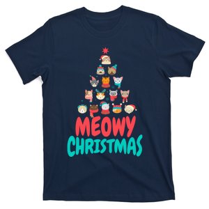 Meowy Christmas Cat Xmas Tree T-Shirt