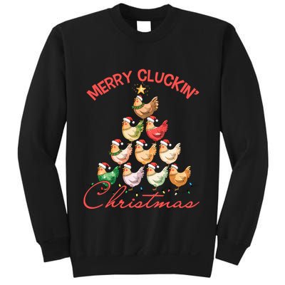 Merry Cluckin Christmas Holiday Chicken Christmas Tree Sweatshirt
