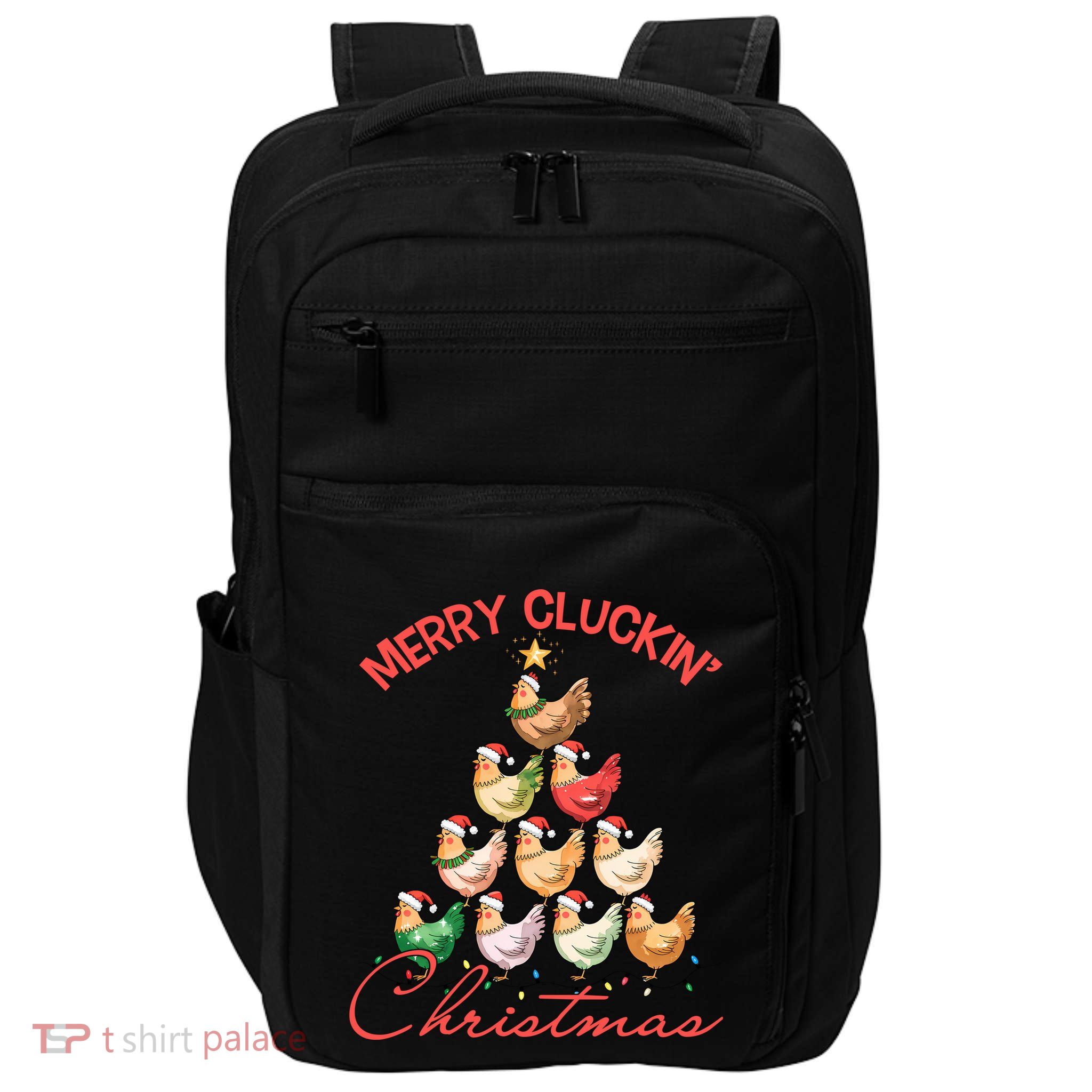 Merry Cluckin Christmas Holiday Chicken Christmas Tree Impact Tech Backpack