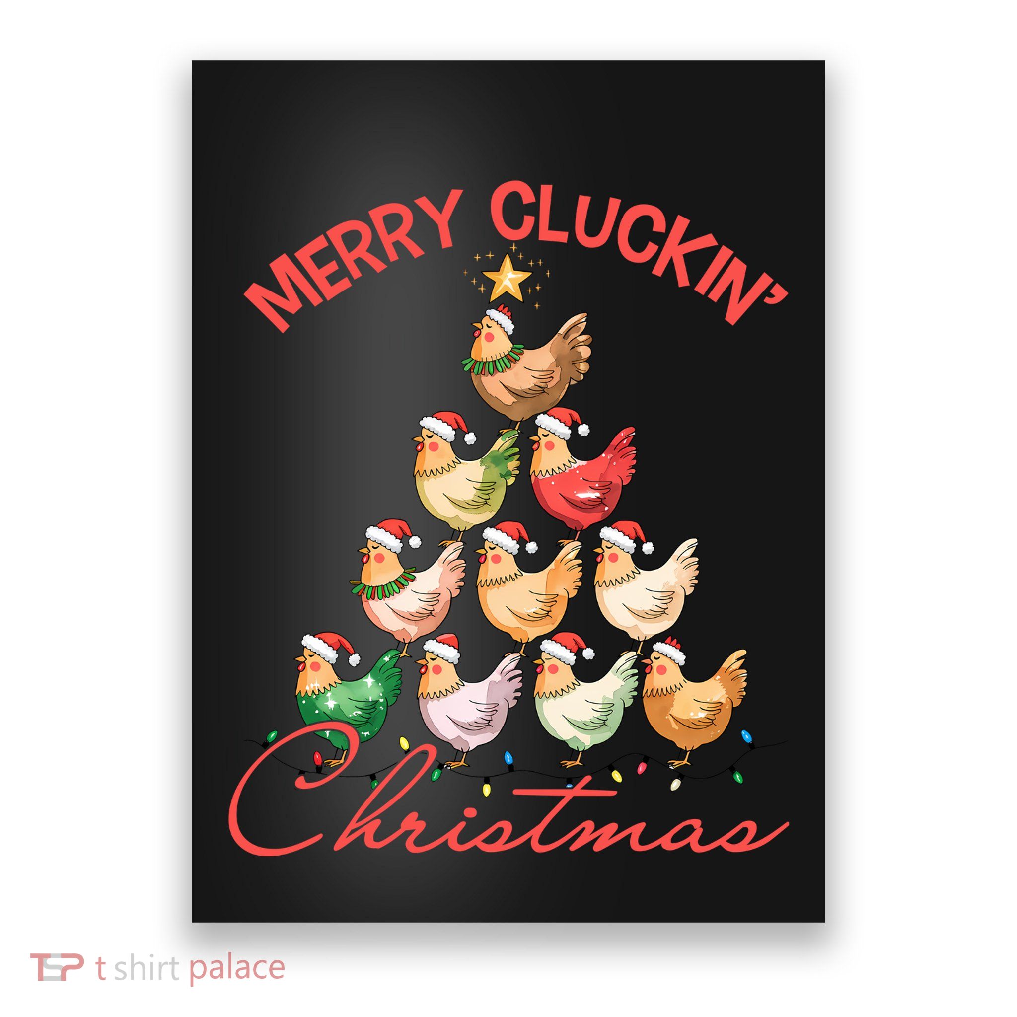 Merry Cluckin Christmas Holiday Chicken Christmas Tree Poster