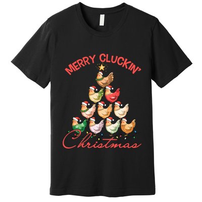 Merry Cluckin Christmas Holiday Chicken Christmas Tree Premium T-Shirt
