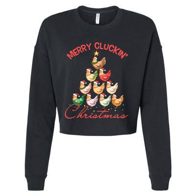 Merry Cluckin Christmas Holiday Chicken Christmas Tree Cropped Pullover Crew