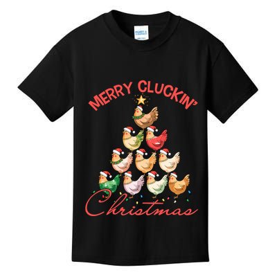Merry Cluckin Christmas Holiday Chicken Christmas Tree Kids T-Shirt