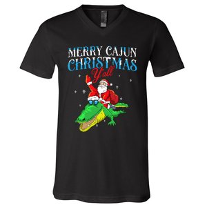 Merry Cajun Christmas YaLl Funny Louisiana Bayou Xmas V-Neck T-Shirt