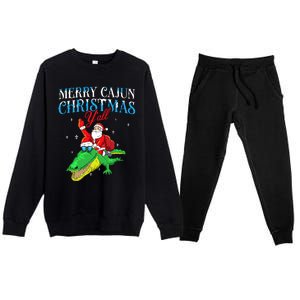 Merry Cajun Christmas YaLl Funny Louisiana Bayou Xmas Premium Crewneck Sweatsuit Set