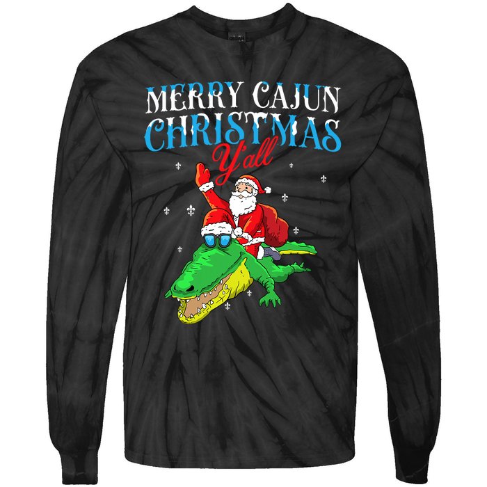 Merry Cajun Christmas YaLl Funny Louisiana Bayou Xmas Tie-Dye Long Sleeve Shirt