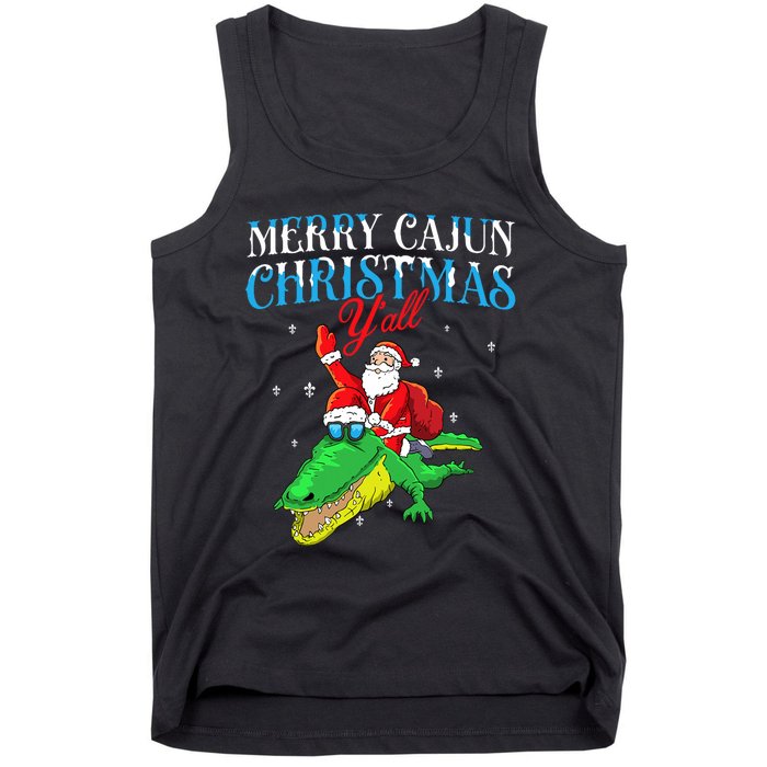 Merry Cajun Christmas YaLl Funny Louisiana Bayou Xmas Tank Top