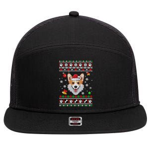 Merry Corgmas Christmas Ugly Xmas Corgi Santa Hat Funny Gift 7 Panel Mesh Trucker Snapback Hat