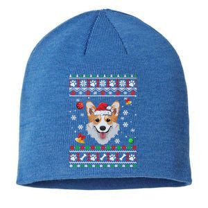 Merry Corgmas Christmas Ugly Xmas Corgi Santa Hat Funny Gift Sustainable Beanie