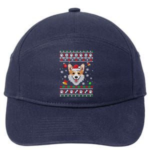 Merry Corgmas Christmas Ugly Xmas Corgi Santa Hat Funny Gift 7-Panel Snapback Hat