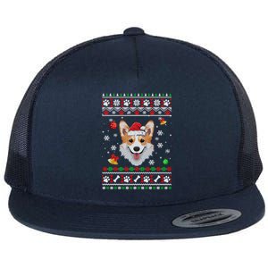 Merry Corgmas Christmas Ugly Xmas Corgi Santa Hat Funny Gift Flat Bill Trucker Hat