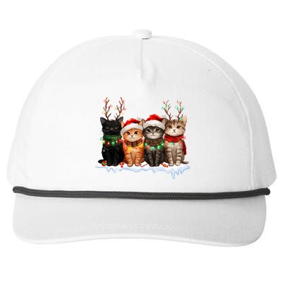 Merry Catmas Cat Christmas Lights Reindeer Red Santa Hat Snapback Five-Panel Rope Hat