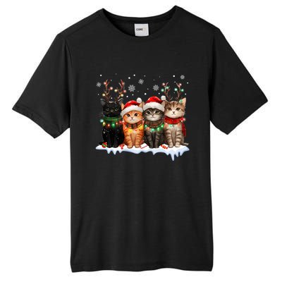 Merry Catmas Cat Christmas Lights Reindeer Red Santa Hat Tall Fusion ChromaSoft Performance T-Shirt