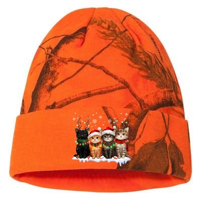 Merry Catmas Cat Christmas Lights Reindeer Red Santa Hat Kati Licensed 12" Camo Beanie