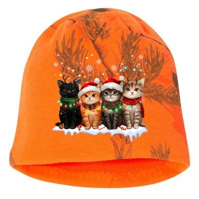 Merry Catmas Cat Christmas Lights Reindeer Red Santa Hat Kati - Camo Knit Beanie