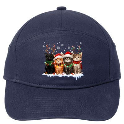 Merry Catmas Cat Christmas Lights Reindeer Red Santa Hat 7-Panel Snapback Hat