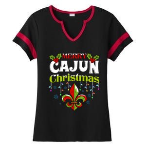 Merry Cajun Christmasnew Orleans Louisiana Bayou Xmas Long Sleeve Ladies Halftime Notch Neck Tee