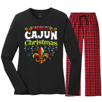 Merry Cajun Christmasnew Orleans Louisiana Bayou Xmas Long Sleeve Women's Long Sleeve Flannel Pajama Set 