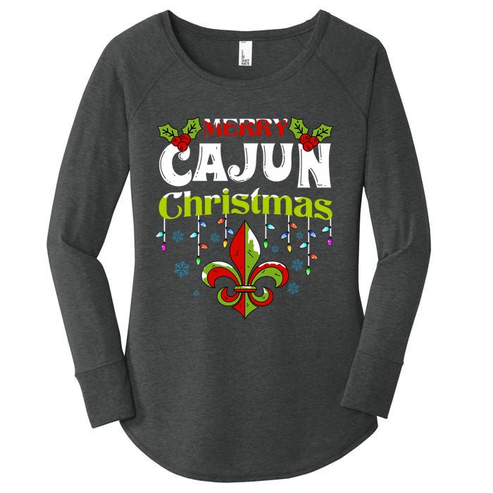 Merry Cajun Christmasnew Orleans Louisiana Bayou Xmas Long Sleeve Women's Perfect Tri Tunic Long Sleeve Shirt