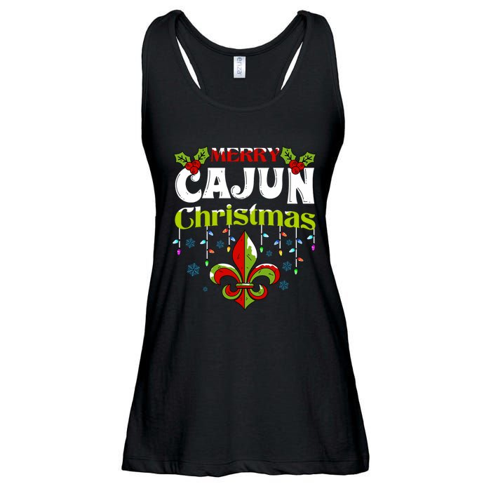 Merry Cajun Christmasnew Orleans Louisiana Bayou Xmas Long Sleeve Ladies Essential Flowy Tank