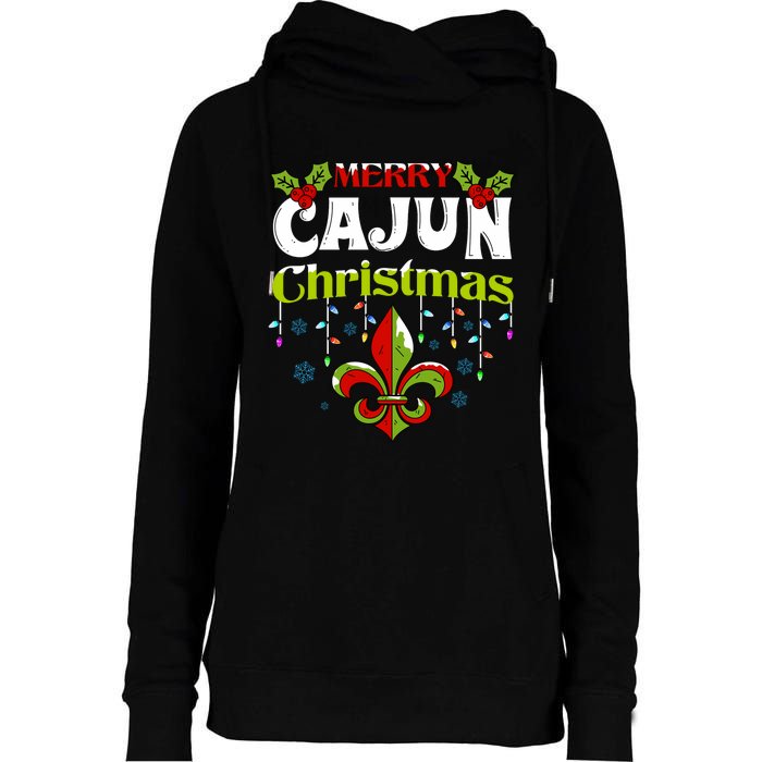 Merry Cajun Christmasnew Orleans Louisiana Bayou Xmas Long Sleeve Womens Funnel Neck Pullover Hood