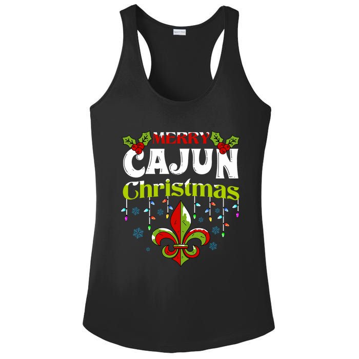 Merry Cajun Christmasnew Orleans Louisiana Bayou Xmas Long Sleeve Ladies PosiCharge Competitor Racerback Tank